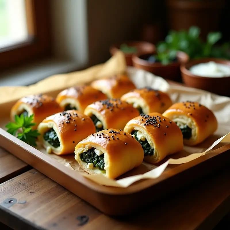 Varak Enapov: Rollos Armenios de Hojaldre con Espinacas y Queso Feta