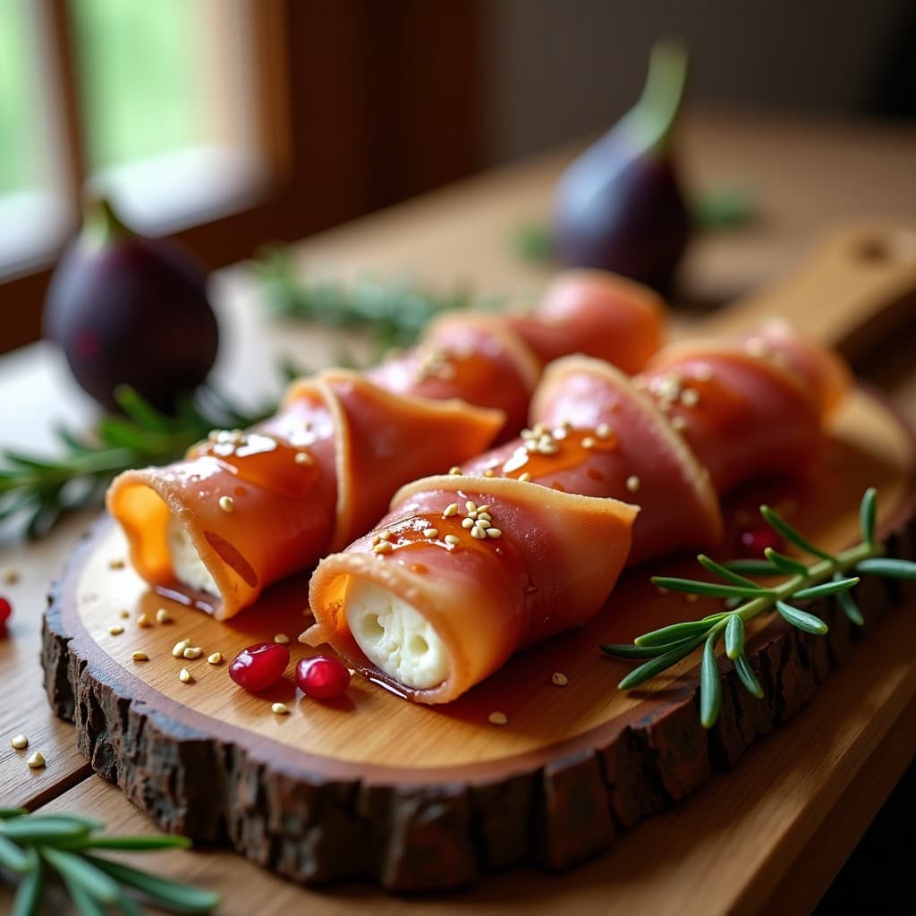 Varitas de Queso Feta y Higos Envolvidos en Jamón Serrano: Aperitivo Medieval en Airfryer
