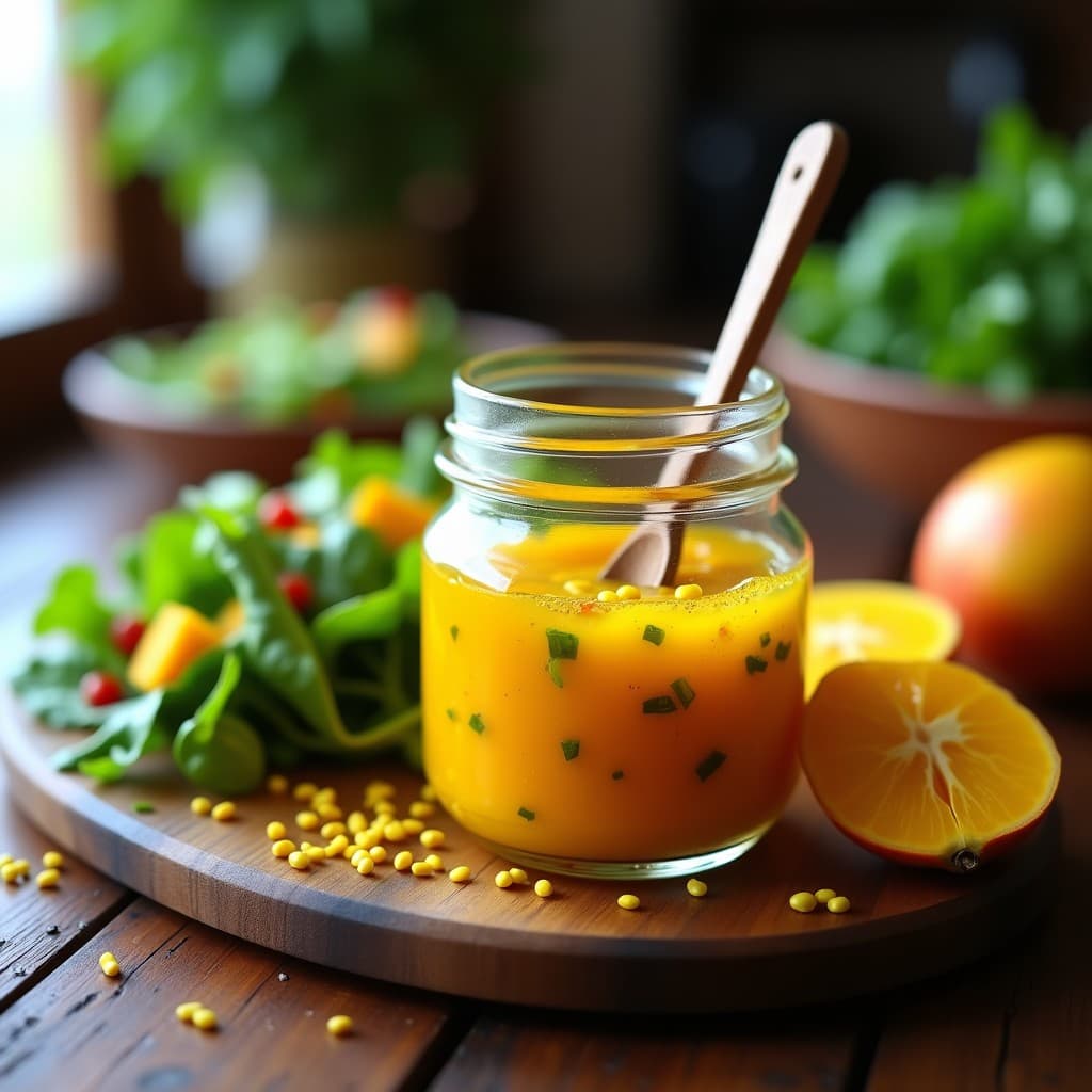 Vinagreta de Mango y Chile con Semillas de Mostaza: Aderezo Viral para Ensaladas en 3 Minutos