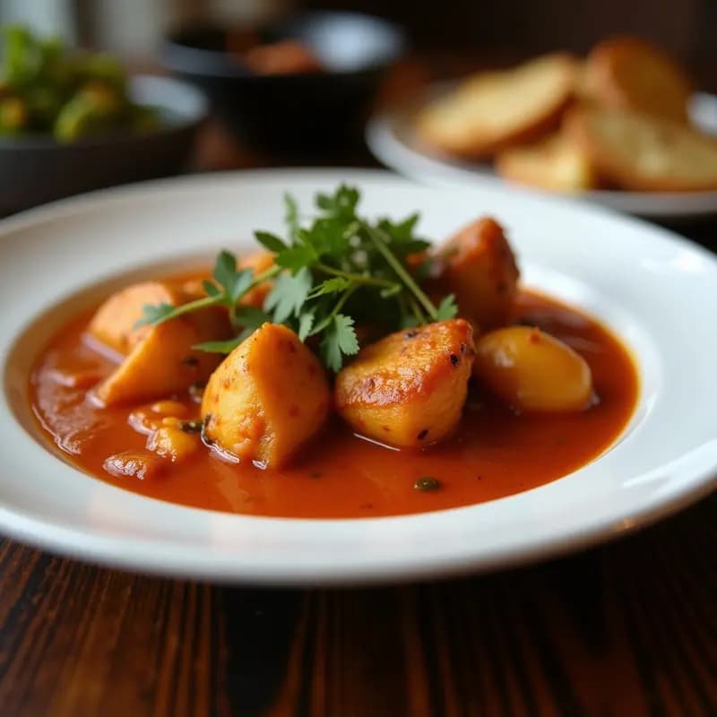 Vindaloo de Pollo y Patatas: Receta India Picante con Especias Goa en Olla Exprés