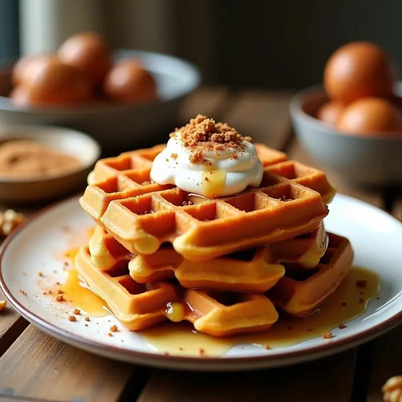 Waffles de Boniato y Canela: Desayuno Americano Sin Gluten y Alta en Fibra