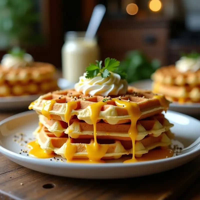 Waffles de Coliflor y Queso Cheddar con Salsa de Chipotle: Desayuno Keto y Sin Harina en 15 Minutos