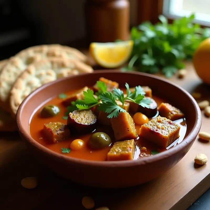 Wat de Berenjena y Cacahuete: Curry Etíope Vegano en Olla Lenta