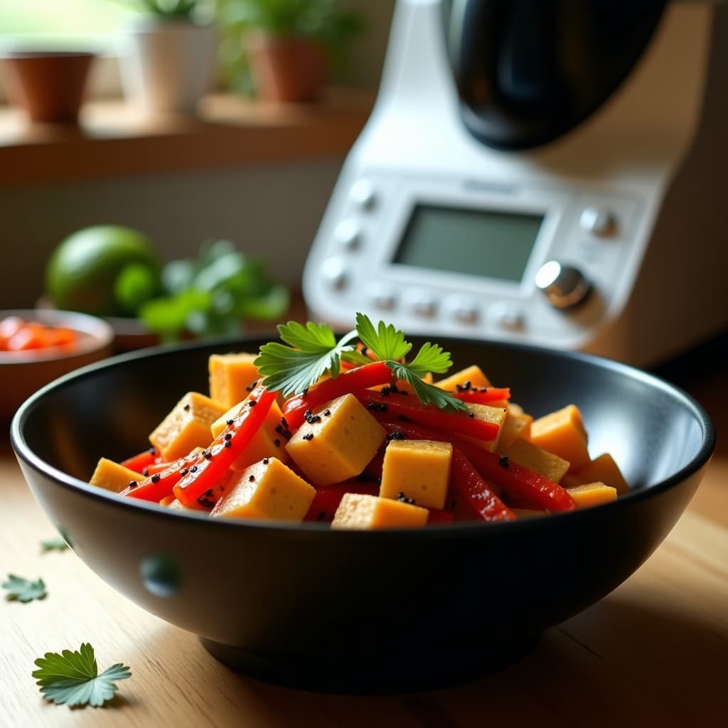 Wok de Brotes de Bambú y Tofu con Salsa de Tamarindo: Receta Tailandesa en Thermomix