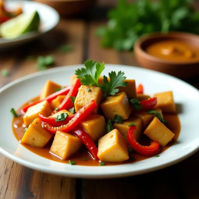 Wok de Brotes de Bambú y Tempeh con Salsa de Cacahuete: Receta Indiana Vegana
