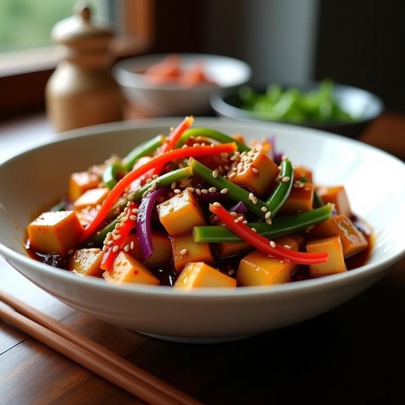 Wok de Brotes de Bambú y Tofu: Receta China en Airfryer y Alta en Fibra