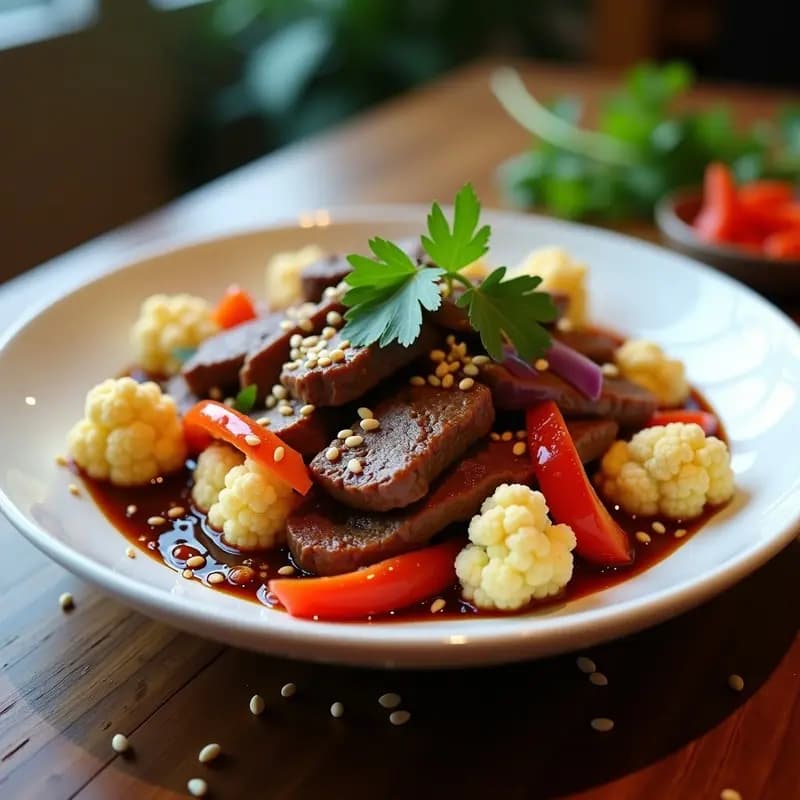 Wok de Coliflor y Ternera con Salsa de Tamarindo: Receta Tailandesa en Olla Exprés
