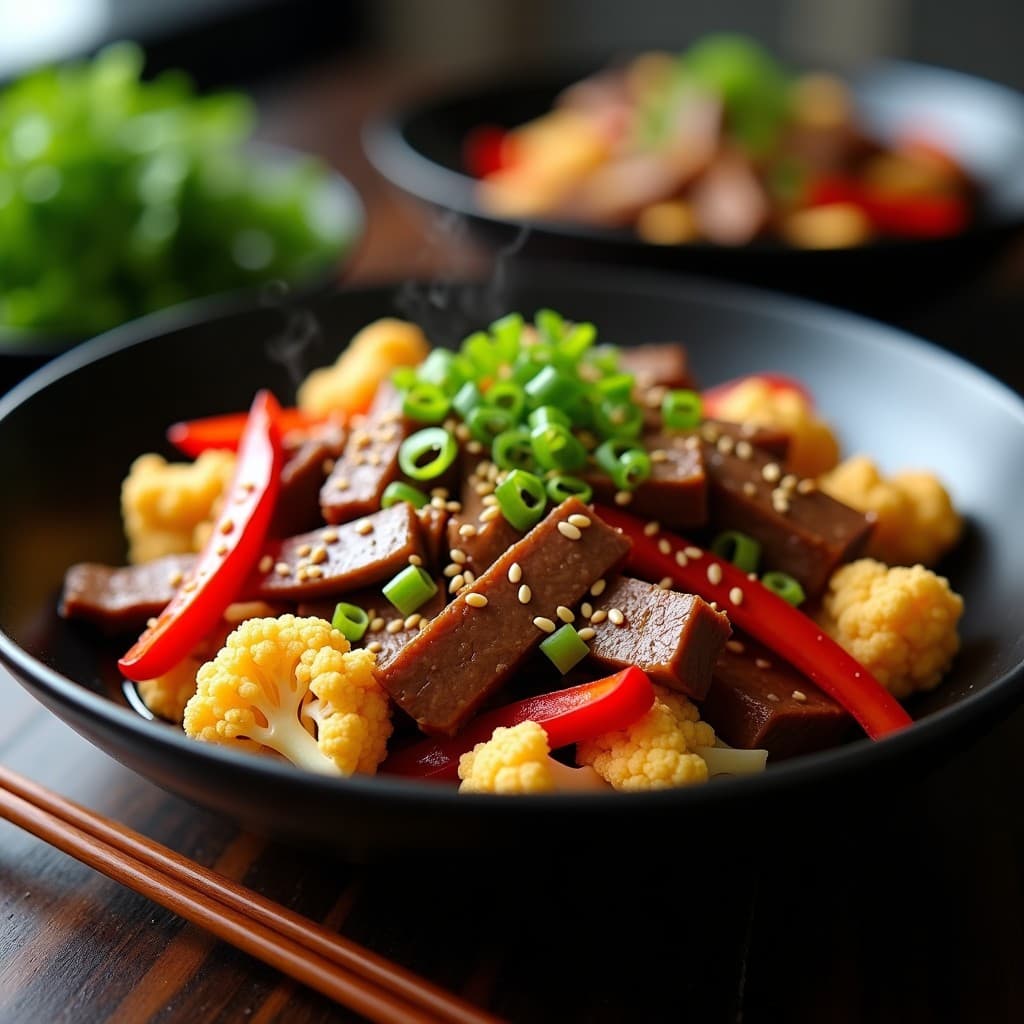 Wok de Coliflor y Ternera: Receta China en Thermomix Baja en Carbohidratos
