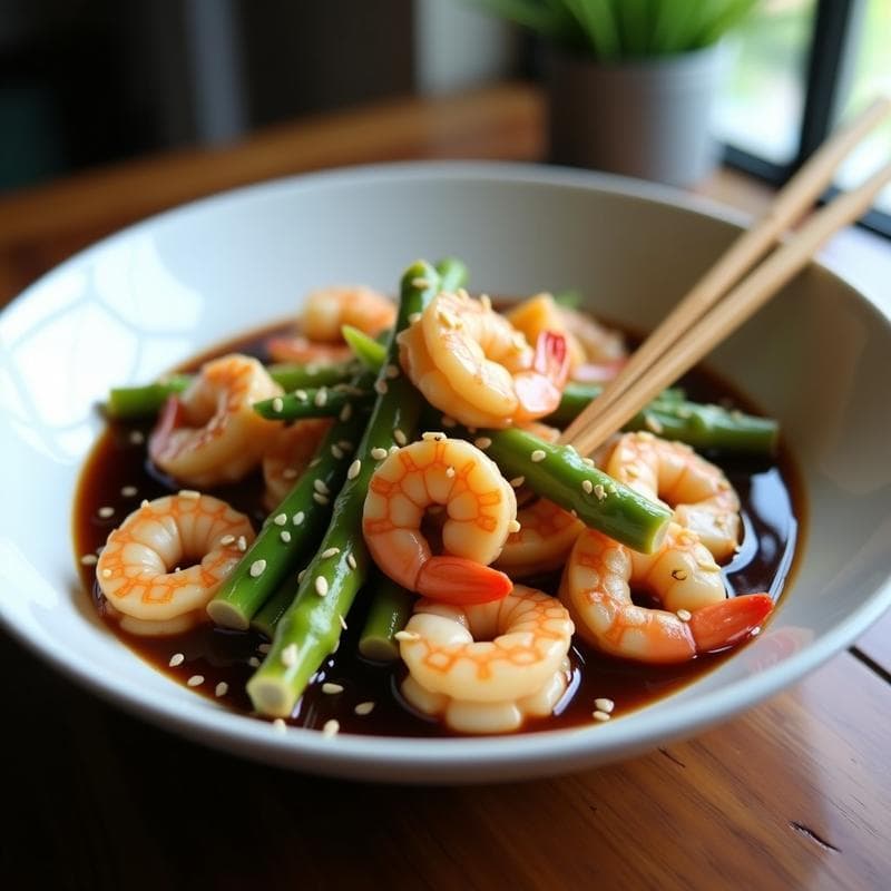 Wok de Espárragos Blancos y Gambas con Salsa de Ostras Vegana: Receta China en Thermomix