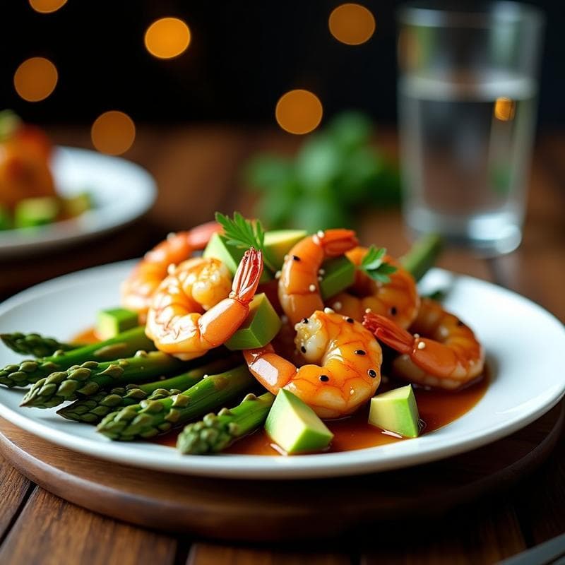 Wok de Espárragos Trigueros y Gambas con Salsa de Soja y Miel: Receta China en Airfryer