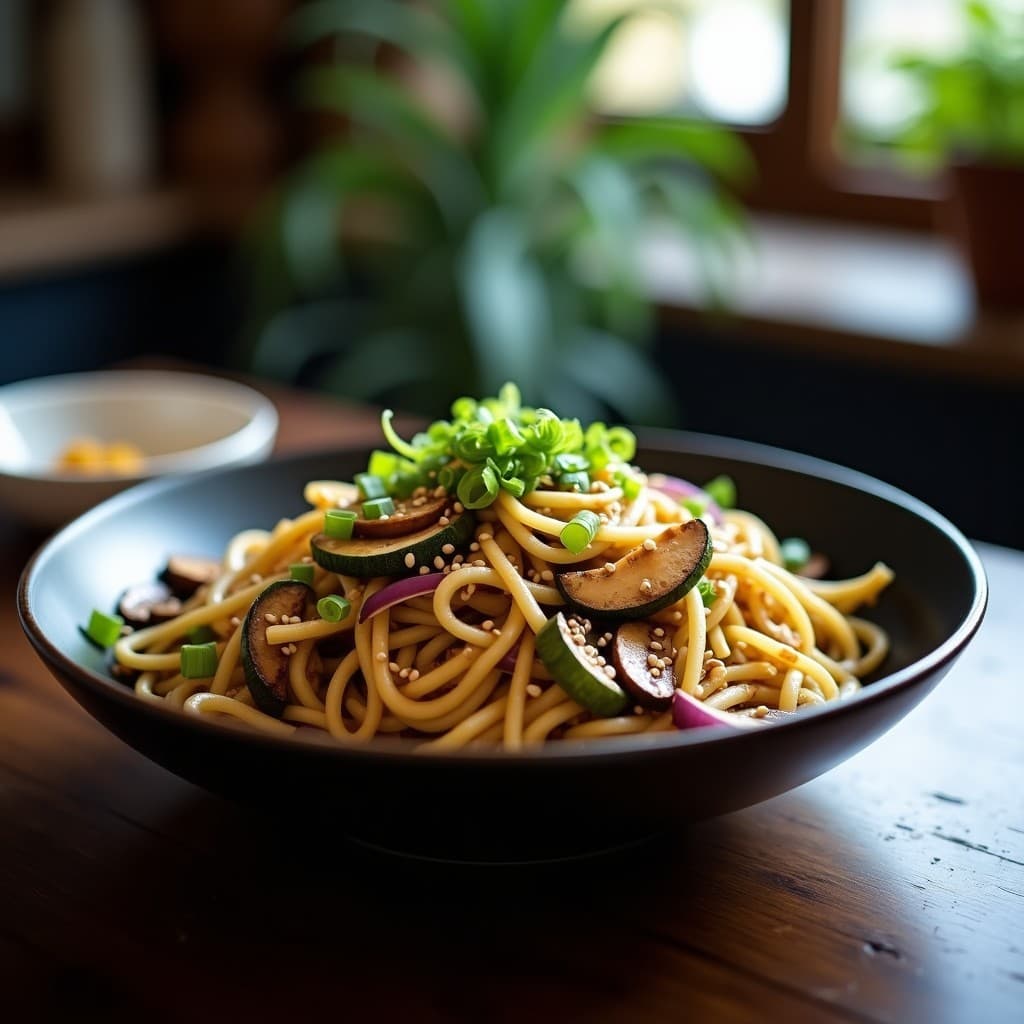 Wok de Fideos de Calabacín y Hongos Shiitake: Receta China Keto en 15 Minutos
