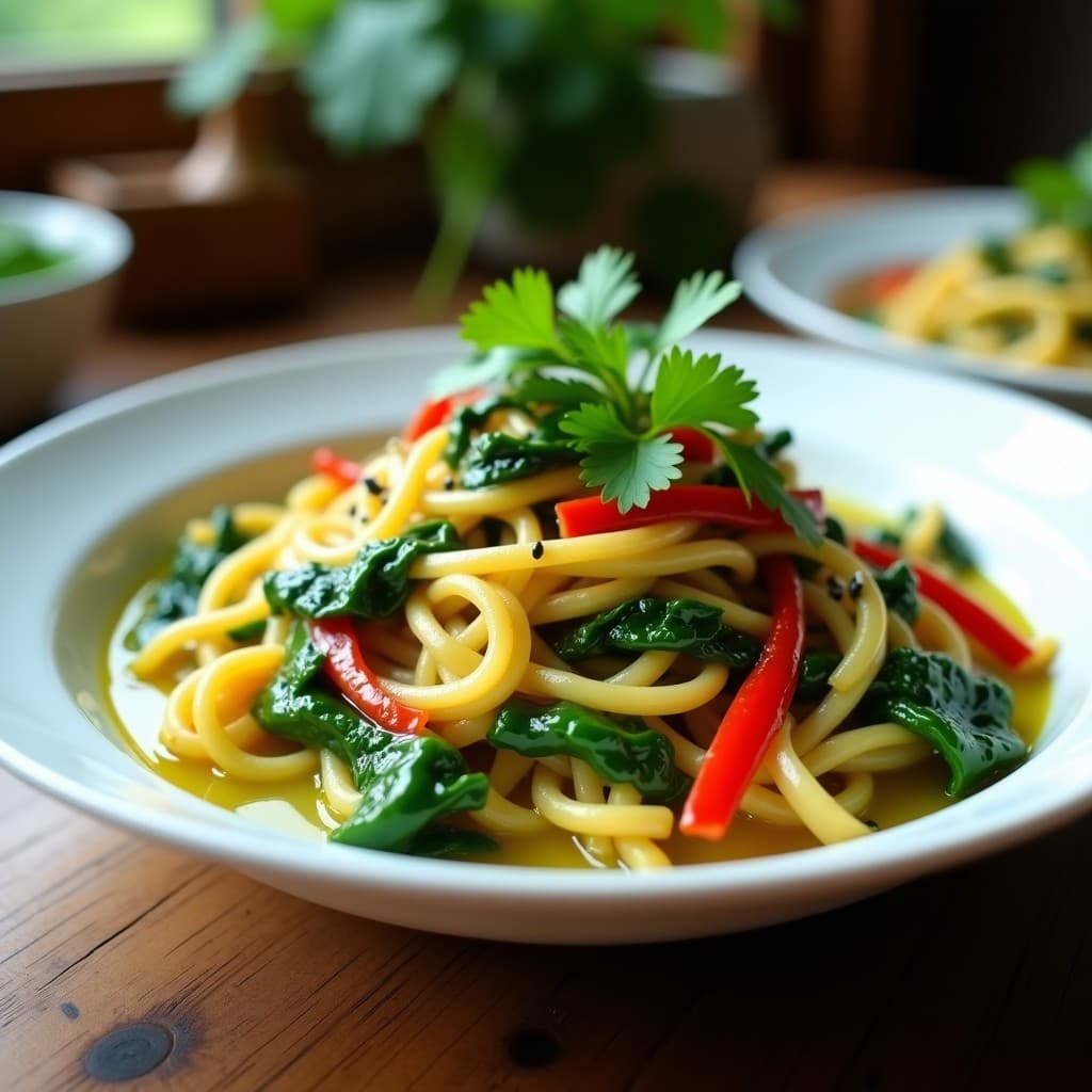 Wok de Fideos de Konjac y Verduras al Curry Verde: Receta Tailandesa Low Carb en 15 Minutos