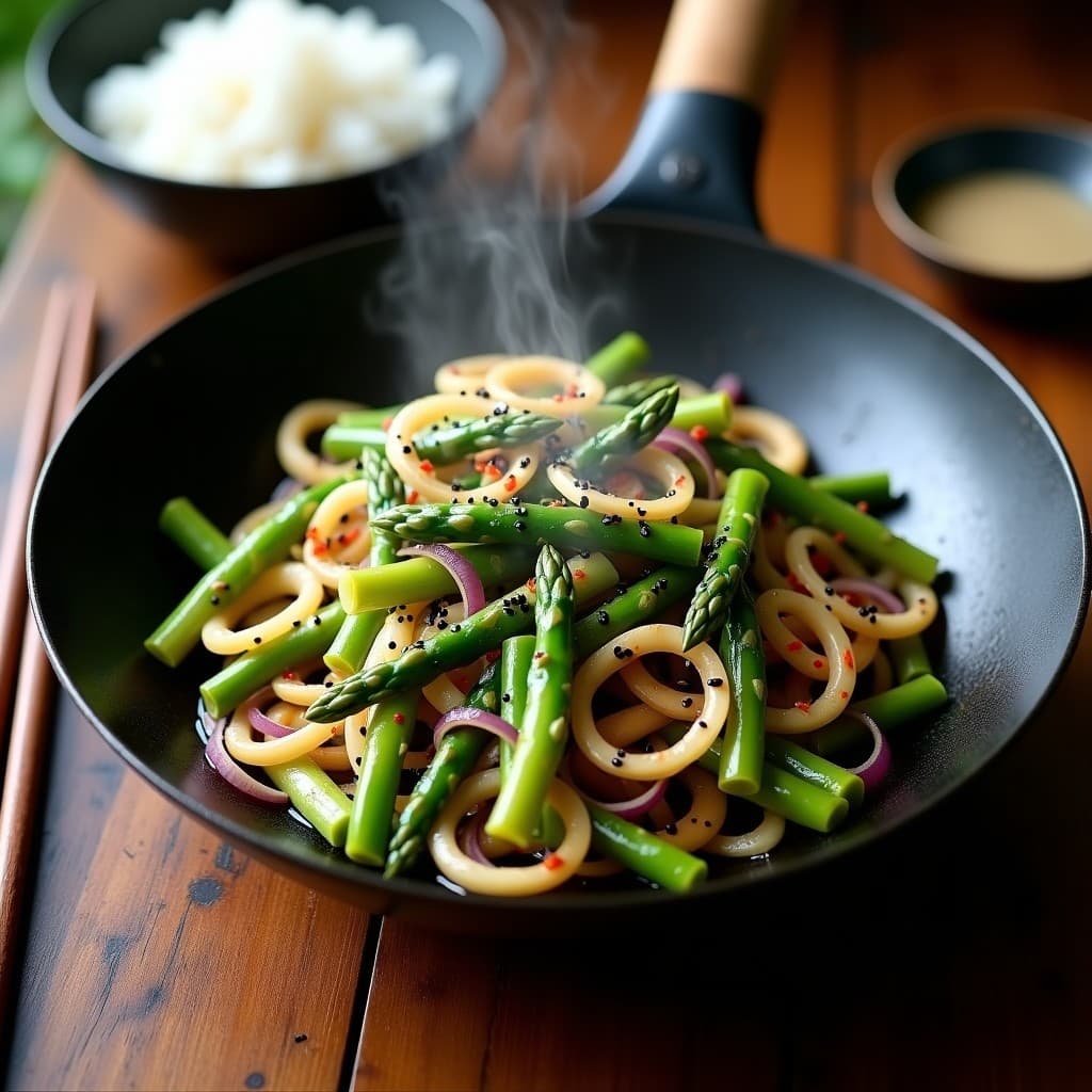 Wok de Germinados de Soja y Espárragos con Salsa de Ostras Veganas: Receta China en 15 Minutos