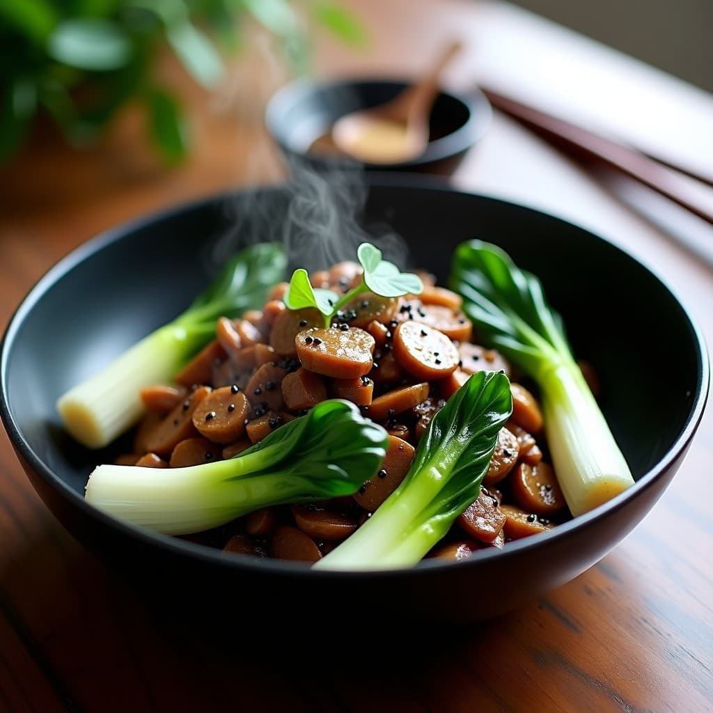 Wok de Pak Choi y Ternera con Salsa de Ostra Vegana: Receta China Keto en 20 Minutos