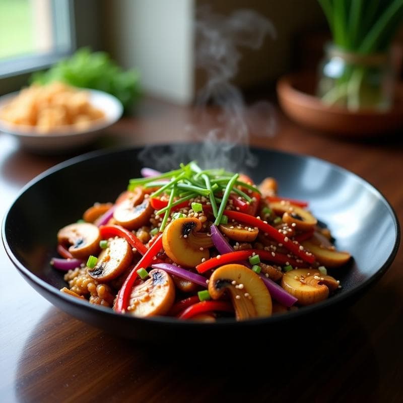 Wok de setas shiitake y brotes de bambú: Receta China en 10 minutos con salsa de ostras vegana