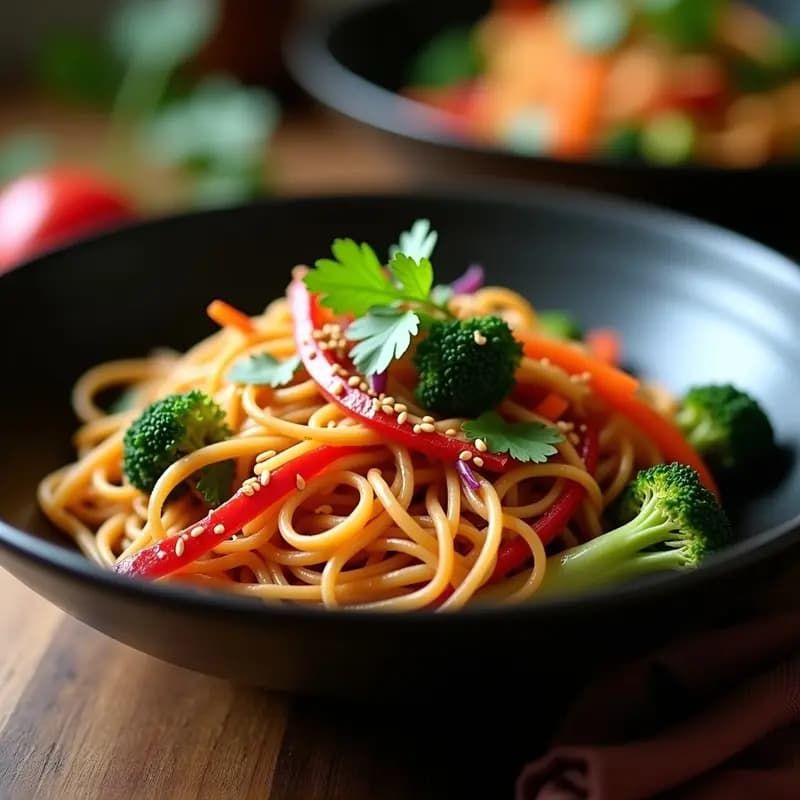 Wok de Tallarines de Shirataki con Verduras y Salsa de Cacahuete: Receta Tailandesa Keto