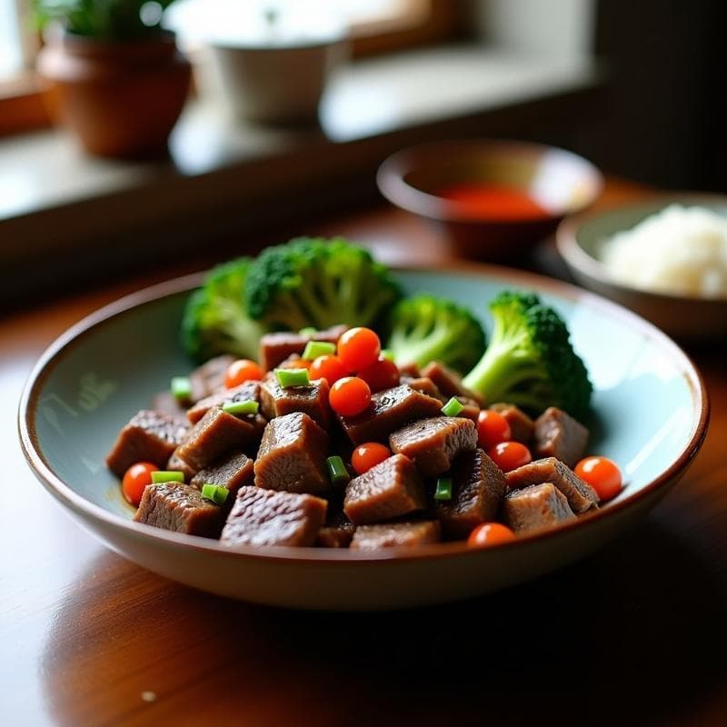 Wok de Ternera con Ciruelas Umeboshi y Brócoli: Receta Japonés-China en 20 Minutos