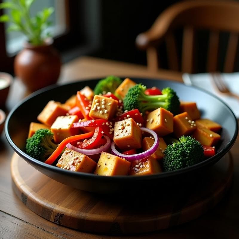 Wok de Tofoo y Verduras con Salsa Teriyaki: Receta Vegana en Airfryer sin Aceite