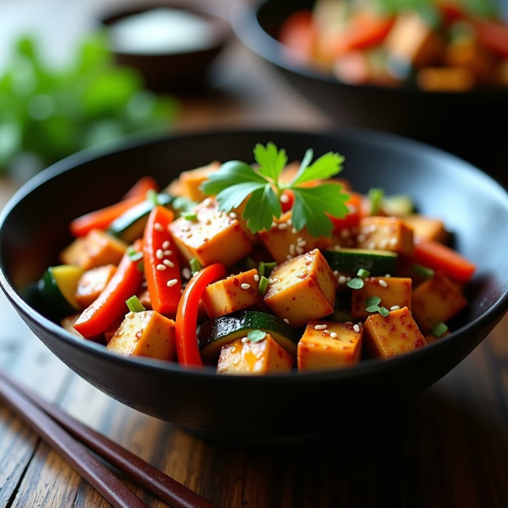 Wok de Tofu y Verduras con Salsa Teriyaki Sin Soja: Receta Japonesa Vegana y Sin Gluten