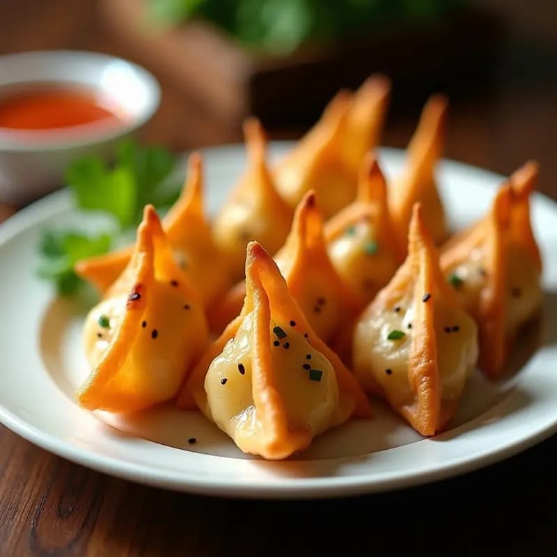 Wonton de Camarones y Cilantro: Aperitivo Chino Frito en Airfryer