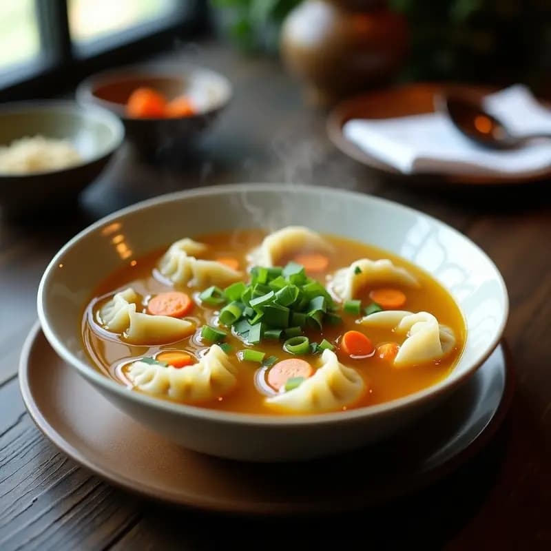 Wonton Soup de Calabacín y Zanahoria: Sopa China Vegana y sin Gluten en 15 Minutos
