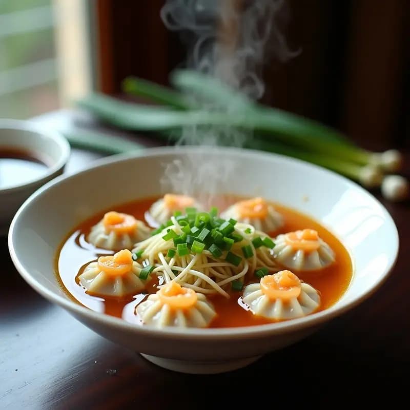 Wonton Soup con Dumplings de Camarón: Receta China Reconfortante en 25 Minutos