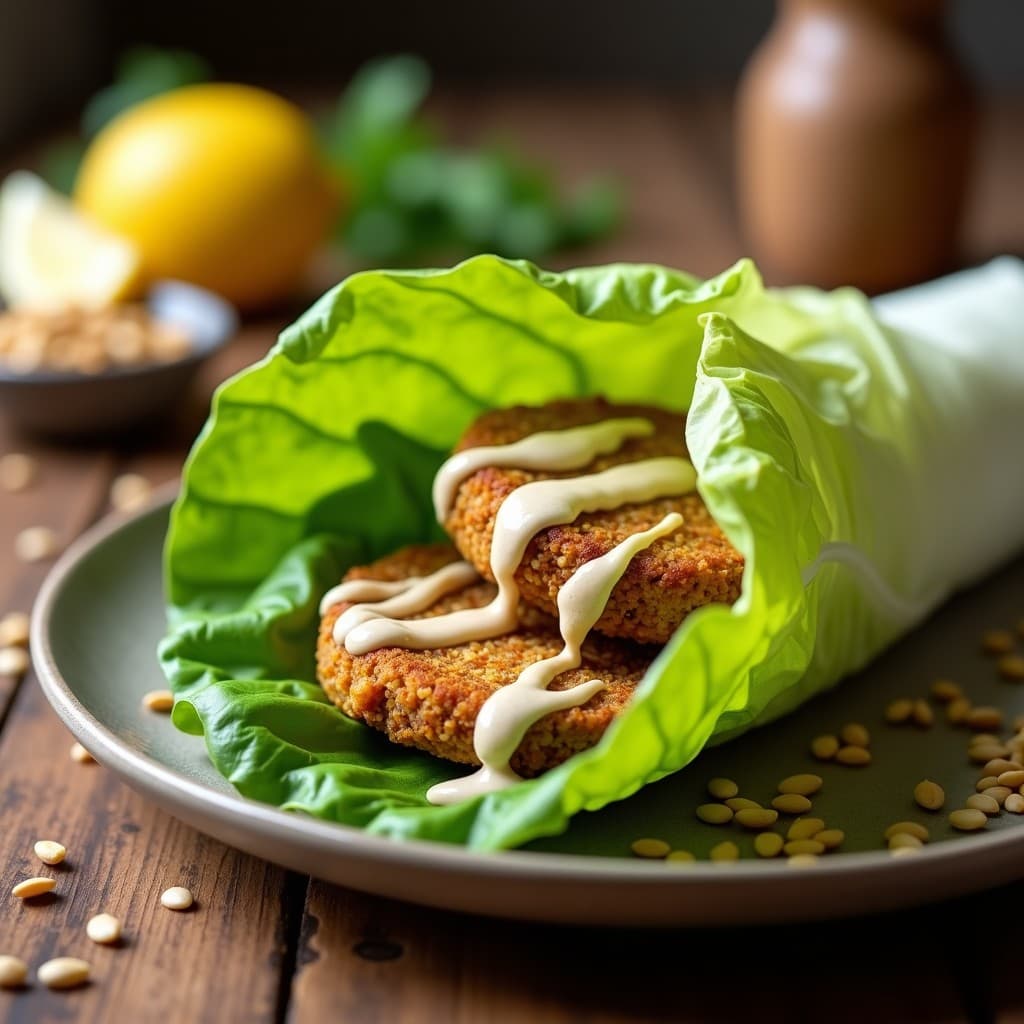 Wrap de Lechuga Romaine con Falafel Crujiente y Salsa de Tahini: Receta Libanesas Keto en 15 Minutos