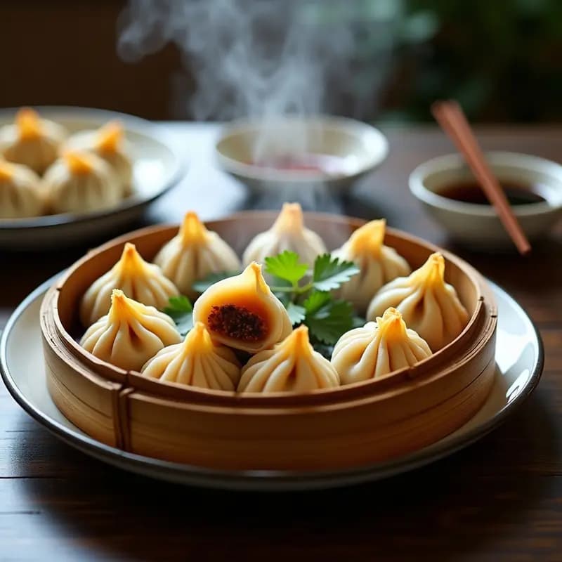 Xiaolongbao de Hongos Shiitake y Jengibre: Empanadillas Chinese al Vapor con Caldo Sorpresa