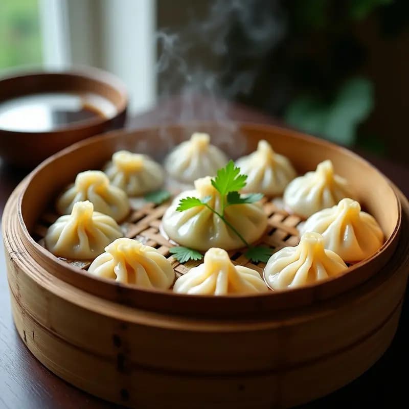 Xiaolongbao de Setas Shimeji y Tofu Sedoso con Caldo de Jengibre: Receta China Vegana al Vapor