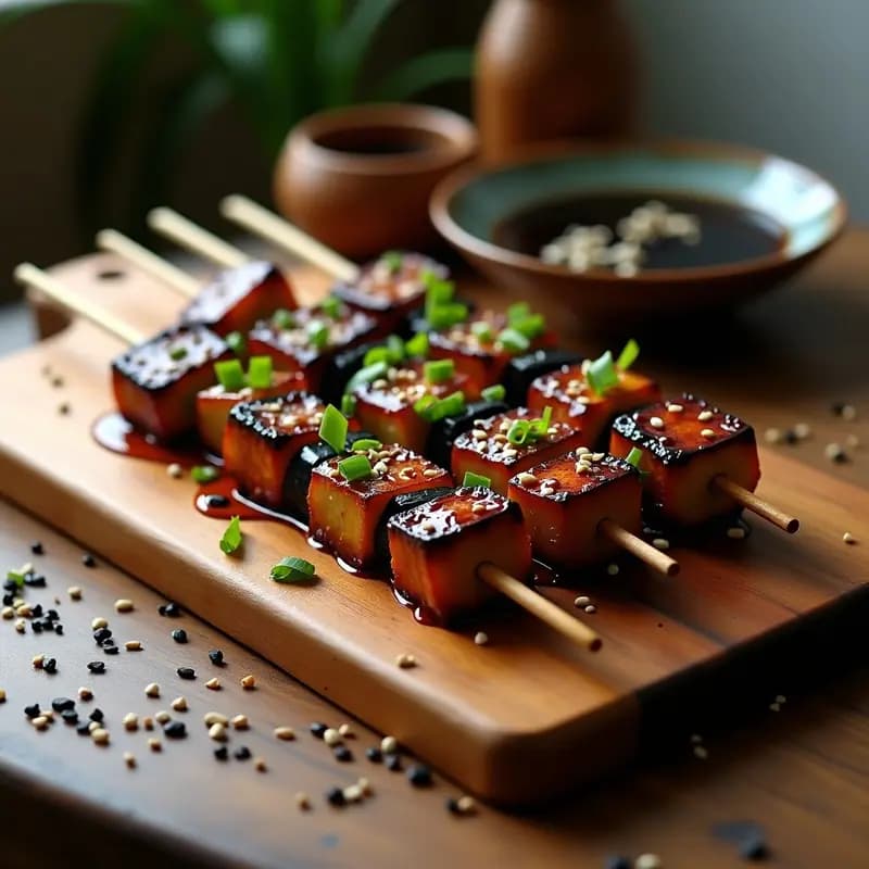 Yakitori de Berenjena y Shitake: Brochetas Japanese Veganas en Grill