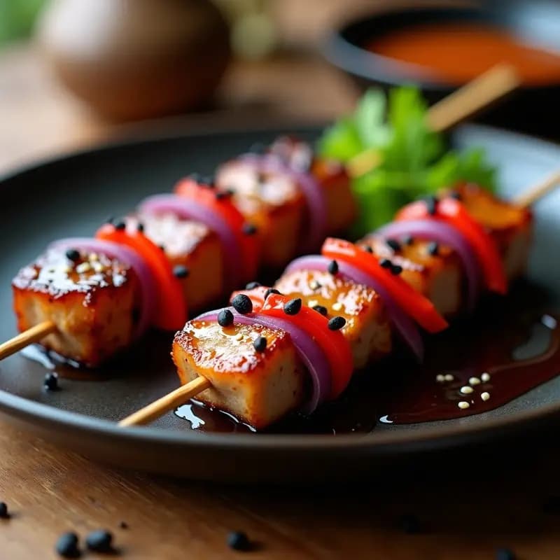 Yakitori de Cerdo con Salsa Teriyaki Casera: Brochetas Japonesas Dulces y Saladas en Airfryer