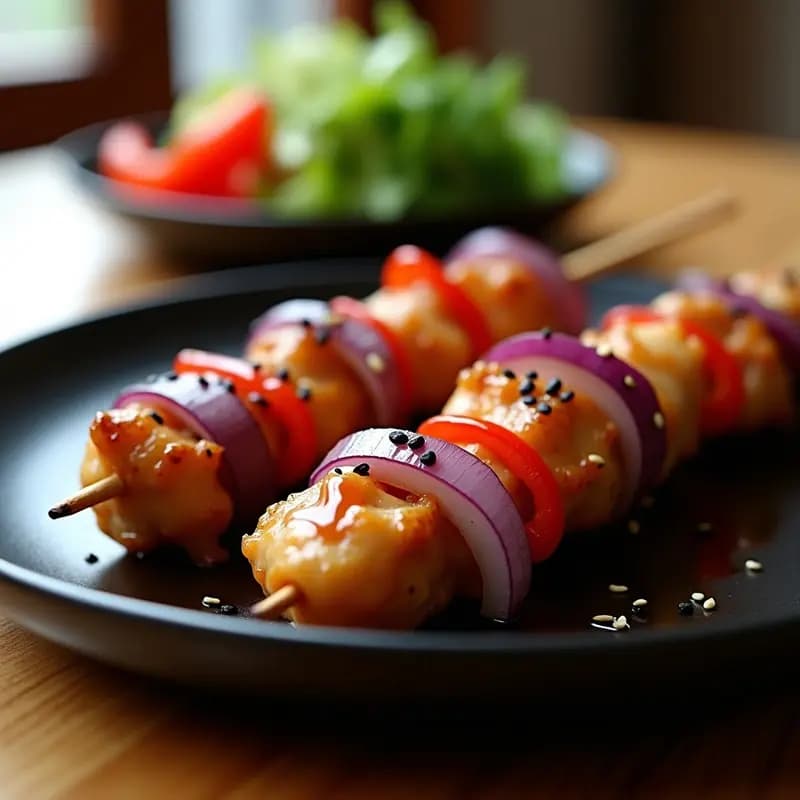 Yakitori de Pollo con Glaseado de Mirin y Jengibre: Brochetas Japonesas en Airfryer