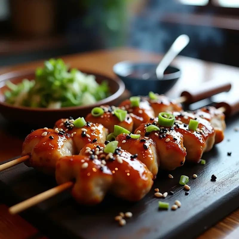 Yakitori de Pollo Teriyaki con Sésamo y Cebolla Verde: Receta Japonesa en Grill en 15 Minutos