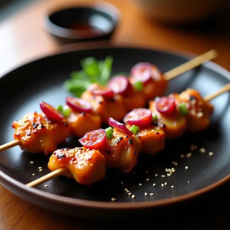 Yakitori de Pollo y Umeboshi: Brochetas Japonesas con Ciruela Encurtida en Airfryer