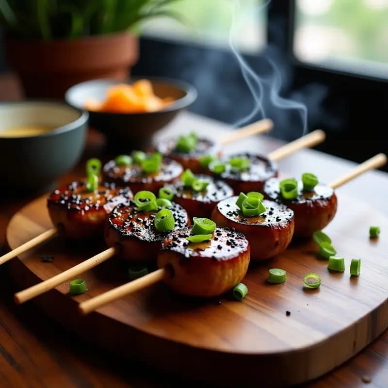 Yakitori de Champiñones Portobello: Receta Japonesa Vegana en Parrilla y Sin Gluten