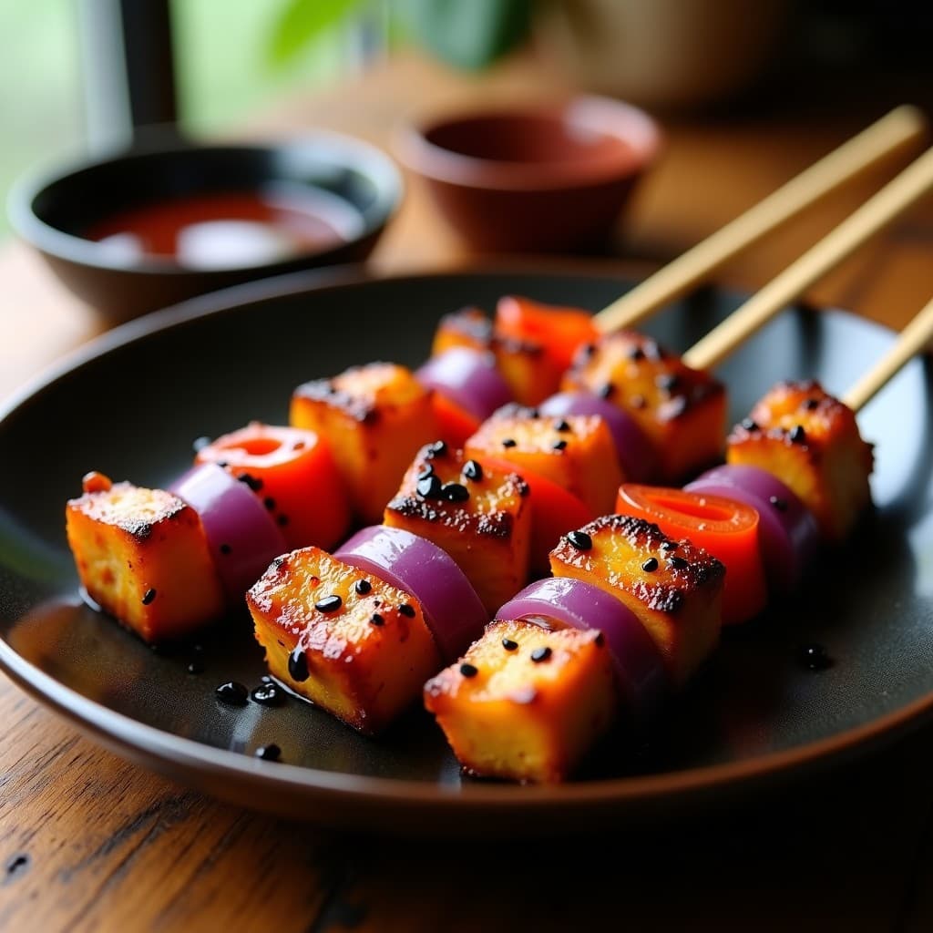 Yakitori de Seitan con Salsa Tare: Brochetas Japonesas Veganas en 15 Minutos
