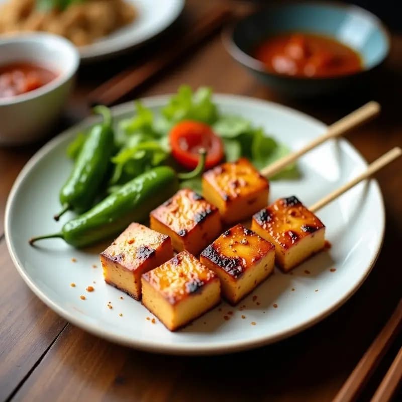 Yakitori de Tofu y Pimientos Shishito: Receta Japonesa Vegana en Airfryer