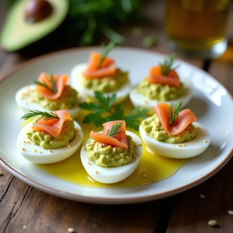 Yemas de Huevos Rellenas de Aguacate y Salmón Ahumado: Entrante Proteinado Sin Pan