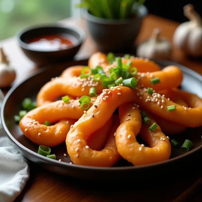 Youtiao Chino con Salsa de Soja y Ajo: Rosquillas Saladas Veganas en Airfryer