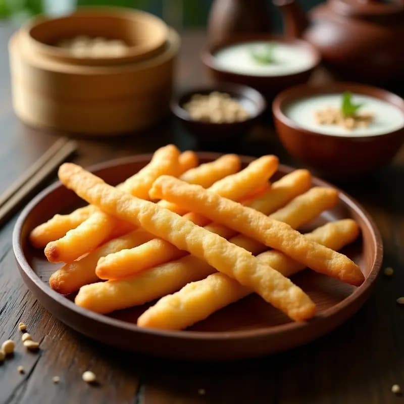 Youtiao Chino: Barras de Masa Frita para Mojar en Leche de Soja Dulce o Salada