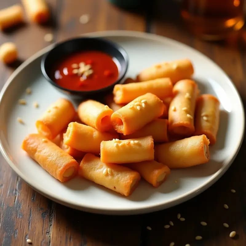 Youtiao Chino con Salsa de Chile Dulce: Aperitivo Crujiente y Vegano