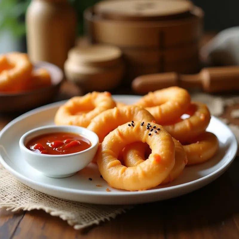 Youtiao Chino con Salsa de Tamarindo y Chile: Pan Frito Vegano y Picante