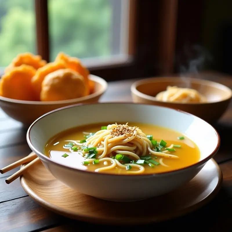 Youtiao con Sopa de Fideos: Desayuno Chino Crujiente y Reconfortante