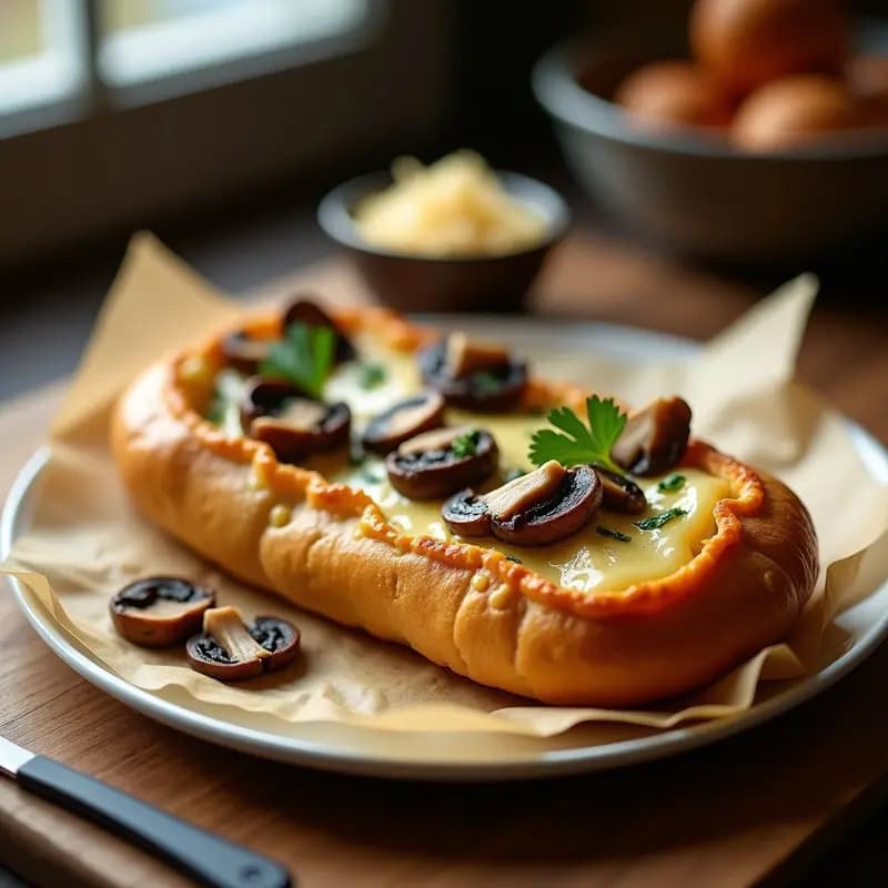 Zapiekanka con Champiñones y Queso Emmental: Receta Polaca de Calle en Horno