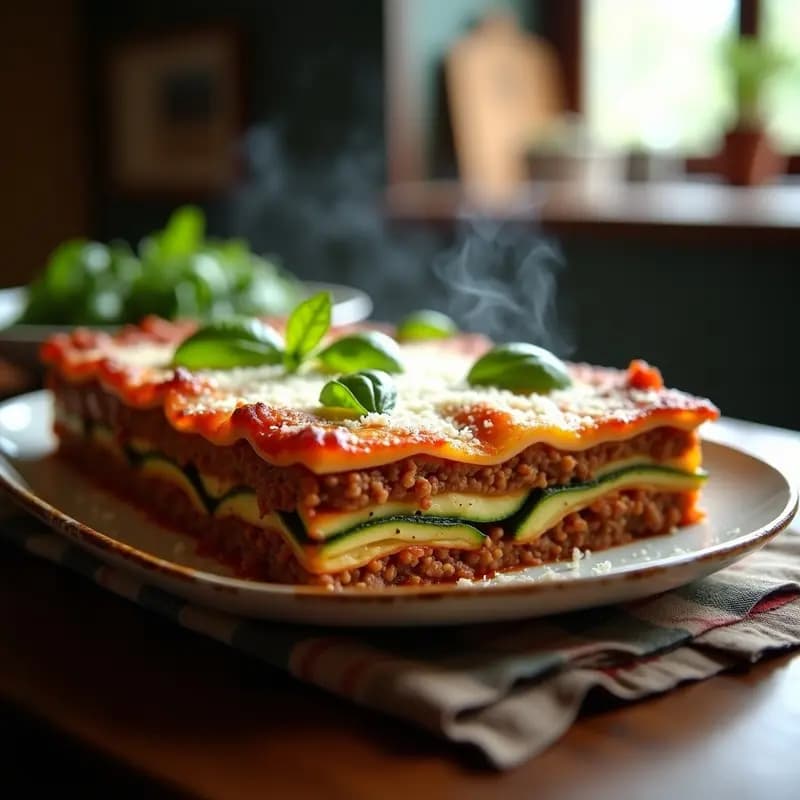 Zucchini Lasagna con Carne Molida y Queso Ricotta: Receta Italiana Keto sin Pasta