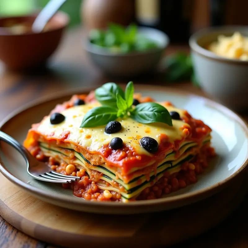Zucchini Lasagna con Carne de Soja y Bechamel de Anacardos: Receta Italiana Vegana y Keto