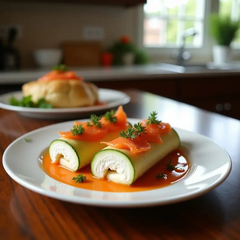 Zucchini Rolls con Relleno de Queso Crema y Salmón Ahumado: Receta Keto y Baja en Carbohidratos