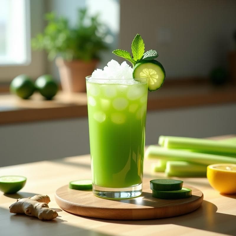 Zumo Detox de Apio, Pepino y Jengibre: Bebida Desintoxicante y Sin Azúcar