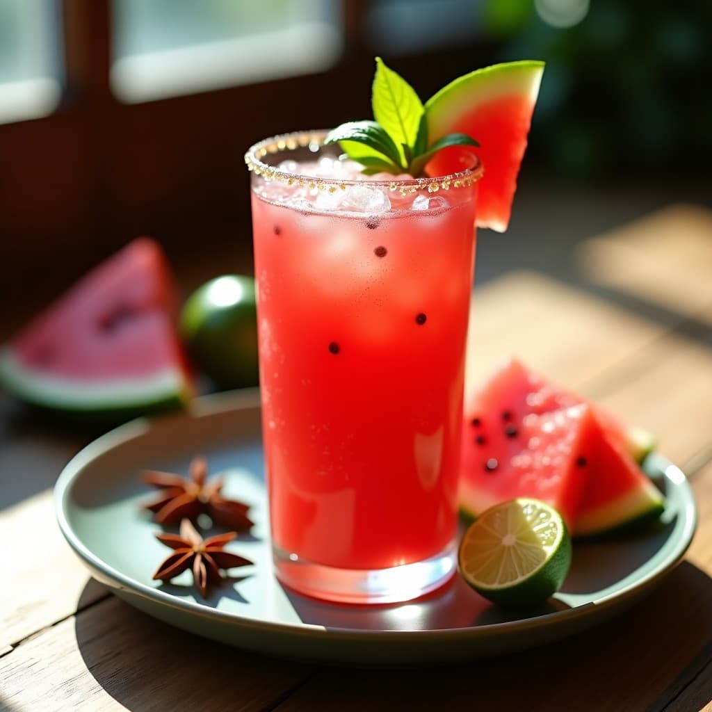 Zumo de Sandía y Albahaca con Toque de Pimienta de Jamaica: Bebida Refrescante y Detox