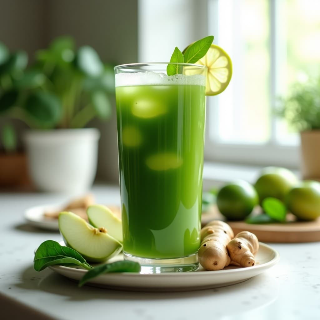 Zumo Verde de Espinacas, Manzana Verde y Jengibre: Bebida Desintoxicante en Ayunas